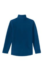 blusa fleece feminina half zip hike nos alpes azul jeans costas