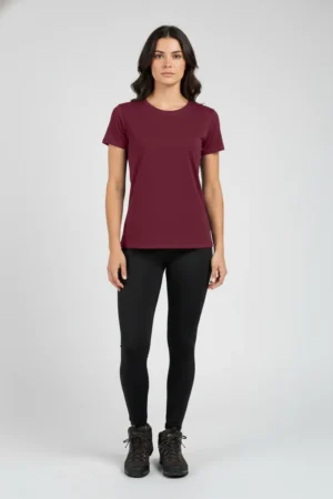 camiseta feminina poliamida uv básica bordô