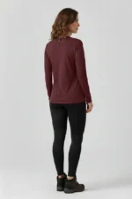 camiseta feminina poliamida uv manga longa básica bordô