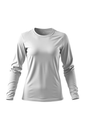 camiseta feminina poliamida uv manga longa básica branco