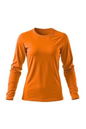 camiseta feminina poliamida uv manga longa básica laranja