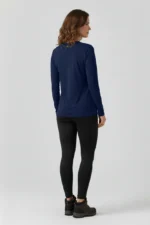 camiseta feminina poliamida uv manga longa básica marinho