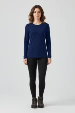 camiseta feminina poliamida uv manga longa básica marinho