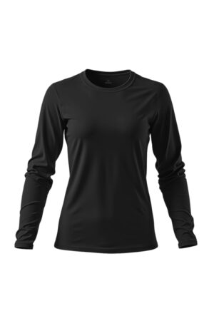 camiseta feminina poliamida uv manga longa básica preto