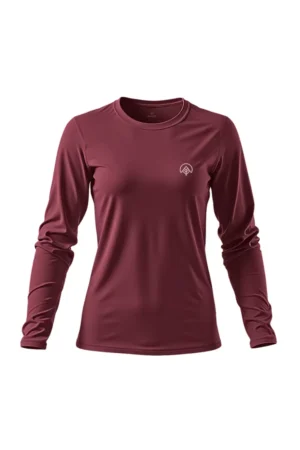 camiseta feminina poliamida uv manga longa nos alpes bordo