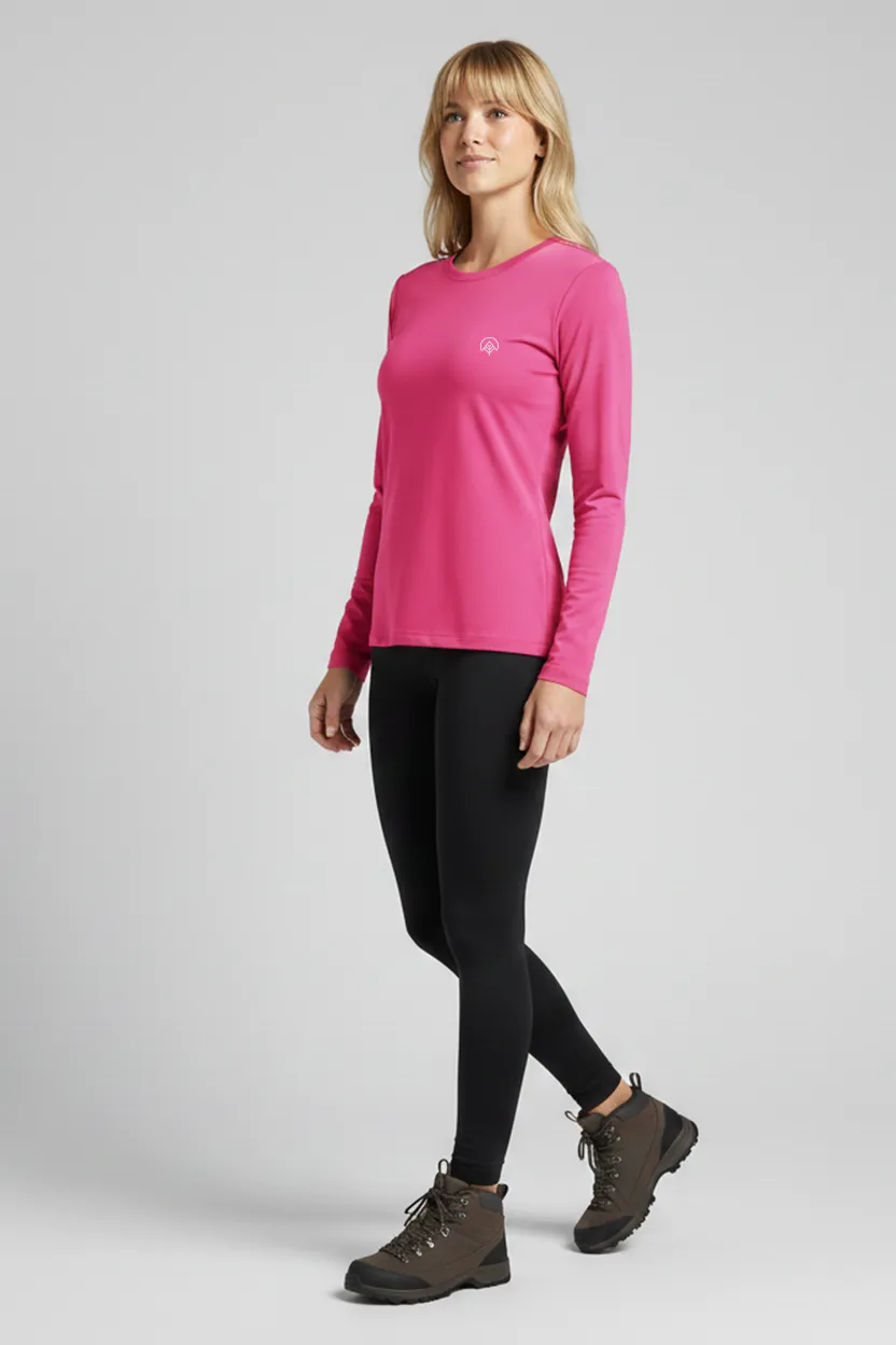 camiseta feminina poliamida uv manga longa nos alpes pink