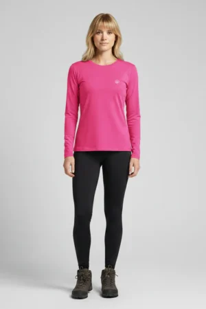 camiseta feminina poliamida uv manga longa nos alpes pink