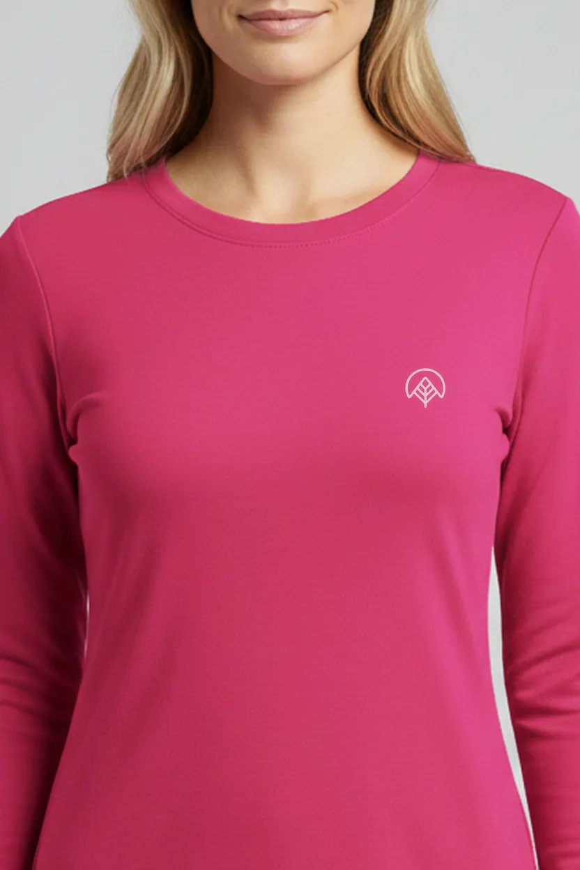 camiseta feminina poliamida uv manga longa nos alpes pink