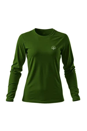 camiseta feminina poliamida uv manga longa nos alpes verde escuro