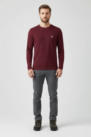 Camiseta Masculina Poliamida UV Manga Longa Nos Alpes Bordo