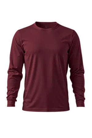 camiseta masculina poliamida uv manga longa básica bordô