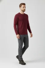 camiseta masculina poliamida uv manga longa básica bordô