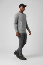 camiseta masculina poliamida uv manga longa básica cinza