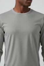 camiseta masculina poliamida uv manga longa básica cinza