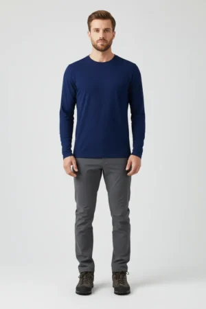 camiseta masculina poliamida uv manga longa básica marinho