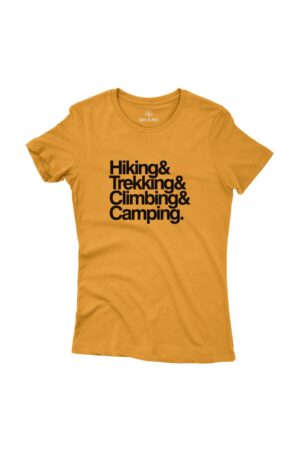 Camiseta Feminina Hiking Trekking Climbing Camping Mostarda