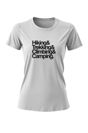 camiseta feminina poliamida uv hiking trekking climbing camping branco