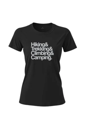 camiseta feminina poliamida uv hiking trekking climbing camping preto