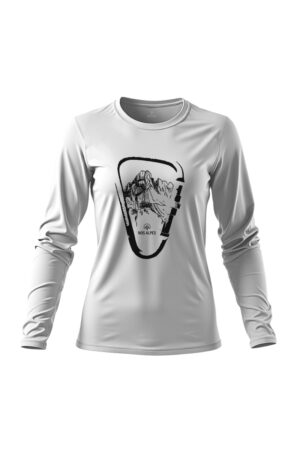 camiseta feminina poliamida uv manga longa escaladoras branco