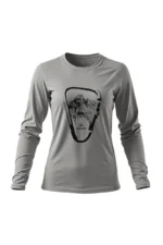 camiseta feminina poliamida uv manga longa escaladoras cinza