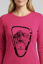 camiseta feminina poliamida uv manga longa escaladoras rosa