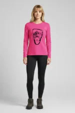 camiseta feminina poliamida uv manga longa escaladoras rosa