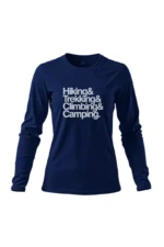camiseta feminina poliamida uv manga longa hiking trekking climbing camping marinho