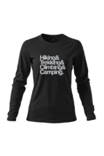 camiseta feminina poliamida uv manga longa hiking trekking climbing camping preto