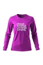 camiseta feminina poliamida uv manga longa hiking trekking climbing camping roxo