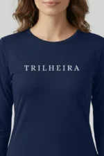 camiseta feminina poliamida uv manga longa trilheira marinho
