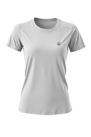 camiseta feminina poliamida uv nos alpes branco