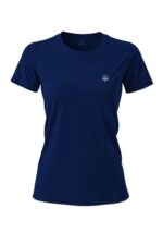 camiseta feminina poliamida uv nos alpes marinho