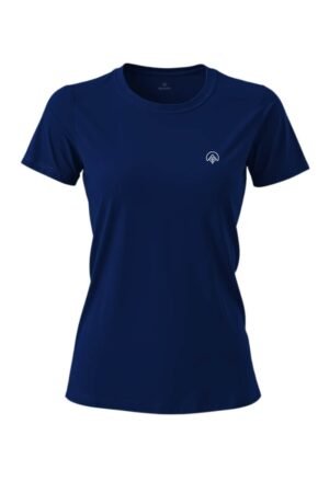 camiseta feminina poliamida uv nos alpes marinho