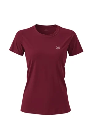 camiseta feminina poliamida uv nos alpes bordo