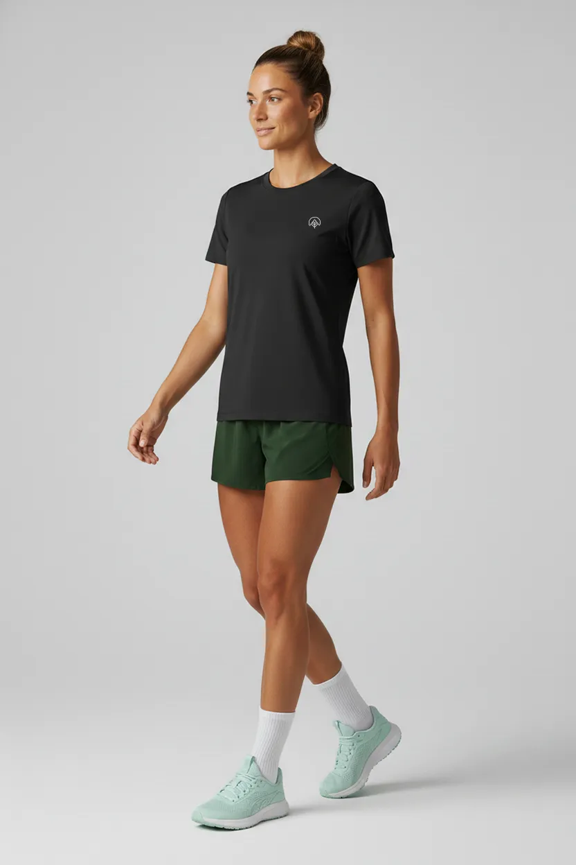 camiseta feminina poliamida uv nos alpes preto