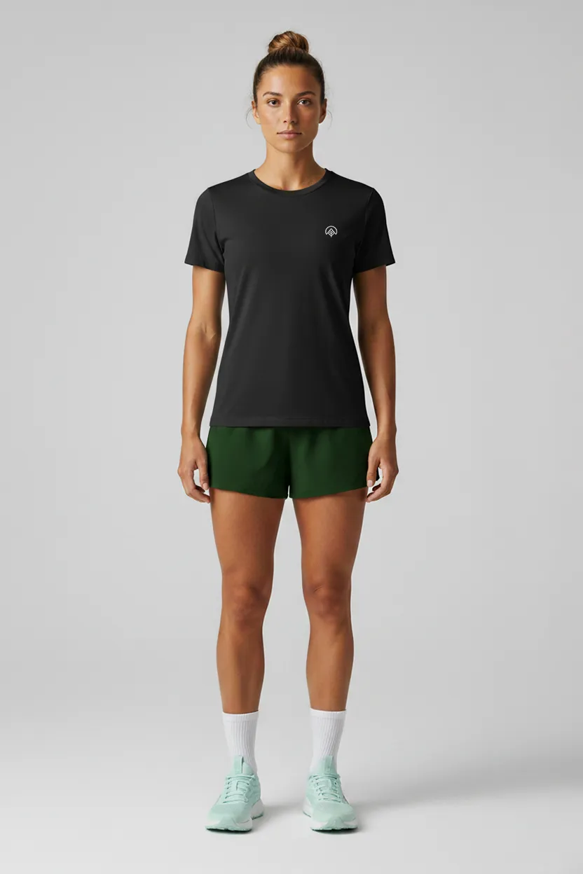 camiseta feminina poliamida uv nos alpes preto