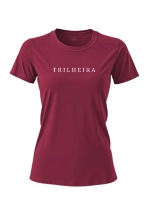 camiseta feminina poliamida uv trilheira bordô