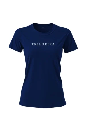 camiseta feminina poliamida uv trilheira marinho