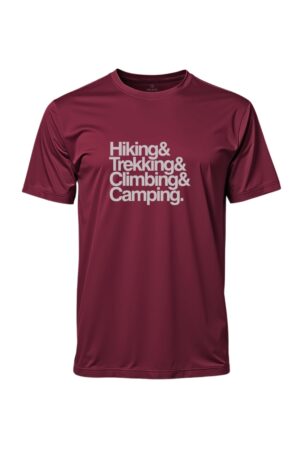 camiseta masculina poliamida uv hiking trekking climbing camping bordo