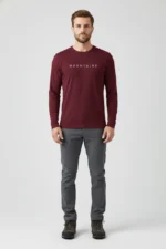 camiseta masculina poliamida uv manga longa mountains bordo