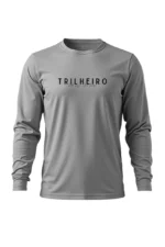 camiseta masculina poliamida uv manga longa trilheiro cinza
