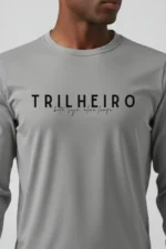 camiseta masculina poliamida uv manga longa trilheiro cinza