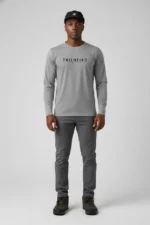 camiseta masculina poliamida uv manga longa trilheiro cinza