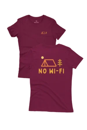 Camiseta Feminina No-wifi bordô