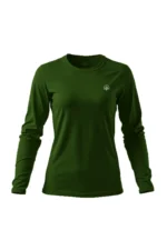 camiseta feminina poliamida uv manga longa nos alpes run verde