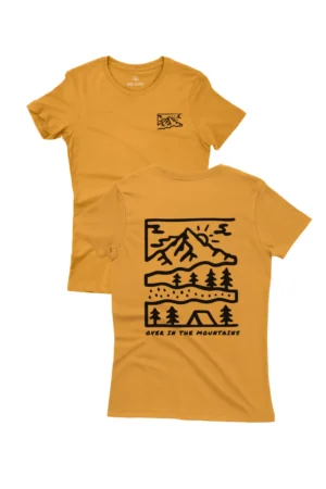 Camiseta Feminina Over In The Mountains Mostarda