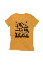 Camiseta Feminina Over In The Mountains Mostarda