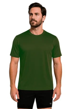Camiseta Masculina Básica Poliamida UV Verde Escuro