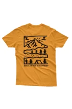 Camiseta Masculina Over In The Mountains Mostarda