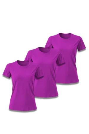 Kit 3 Camisetas Feminina Básica Poliamida UV Roxo
